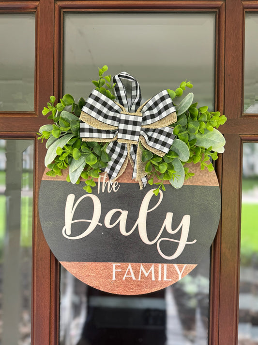 Custom Door Hanging Sign (Natural & Black)