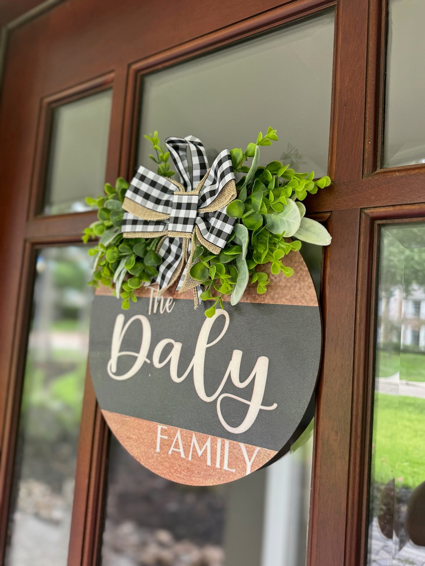 Custom Door Hanging Sign (Natural & Black)