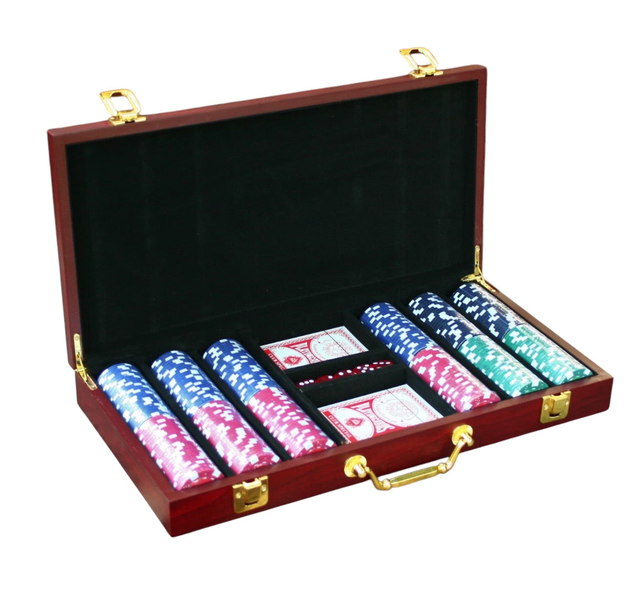 Custom Wooden Poker Set (300 Chips)