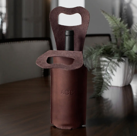 Rodeo Houston Leather Wine Bottle Holder