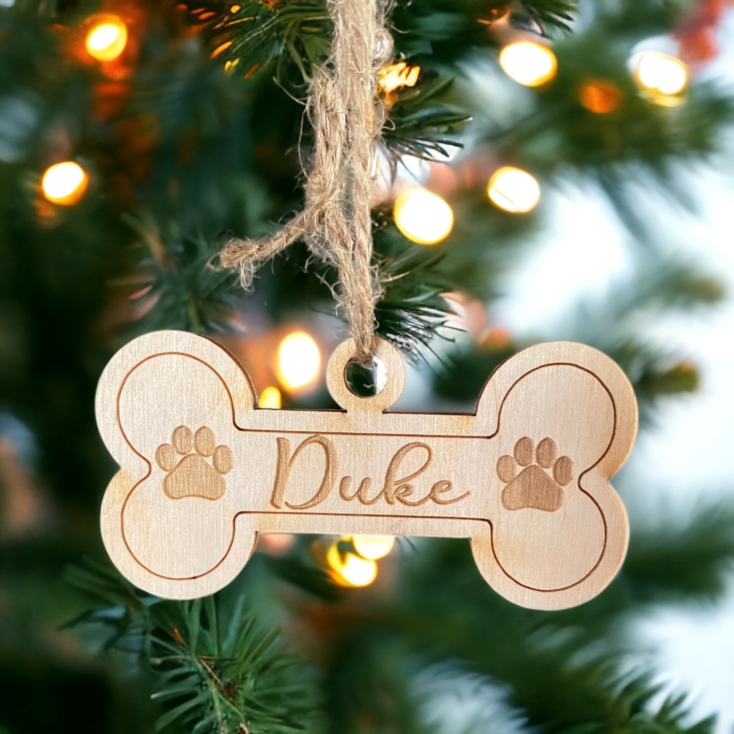 Custom Dog Bone Wooden Christmas Ornament