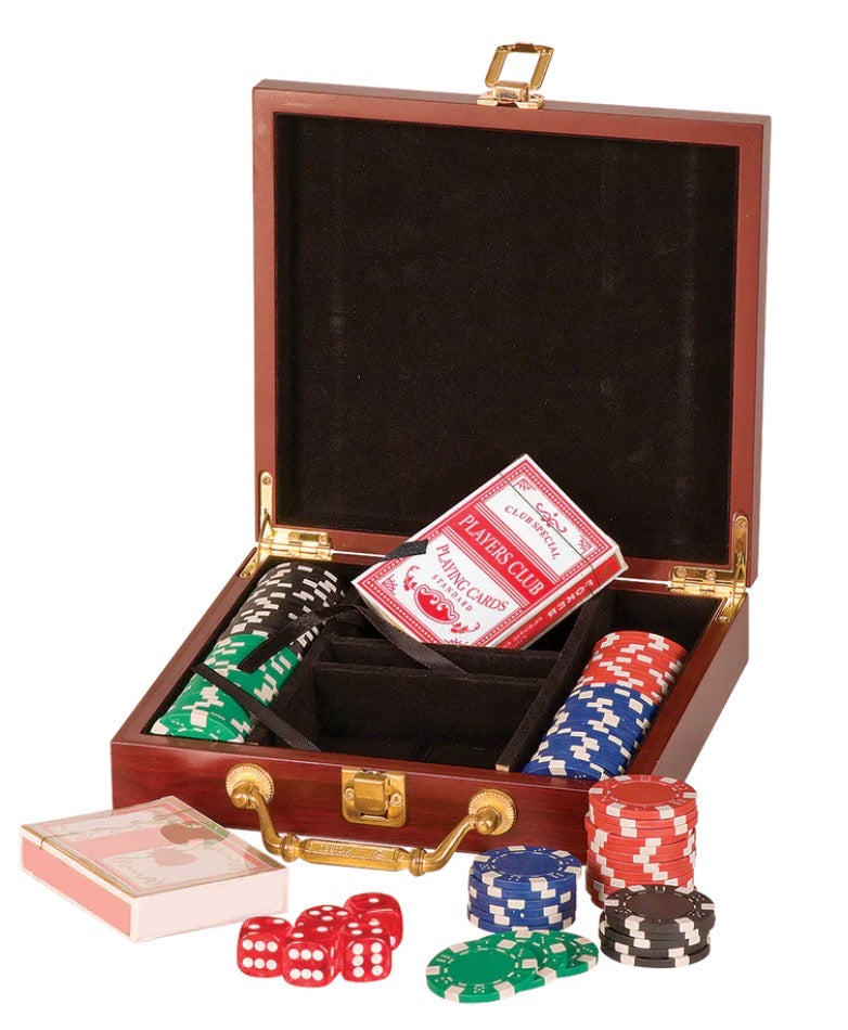 Custom Wooden Poker Set (100 Chips)