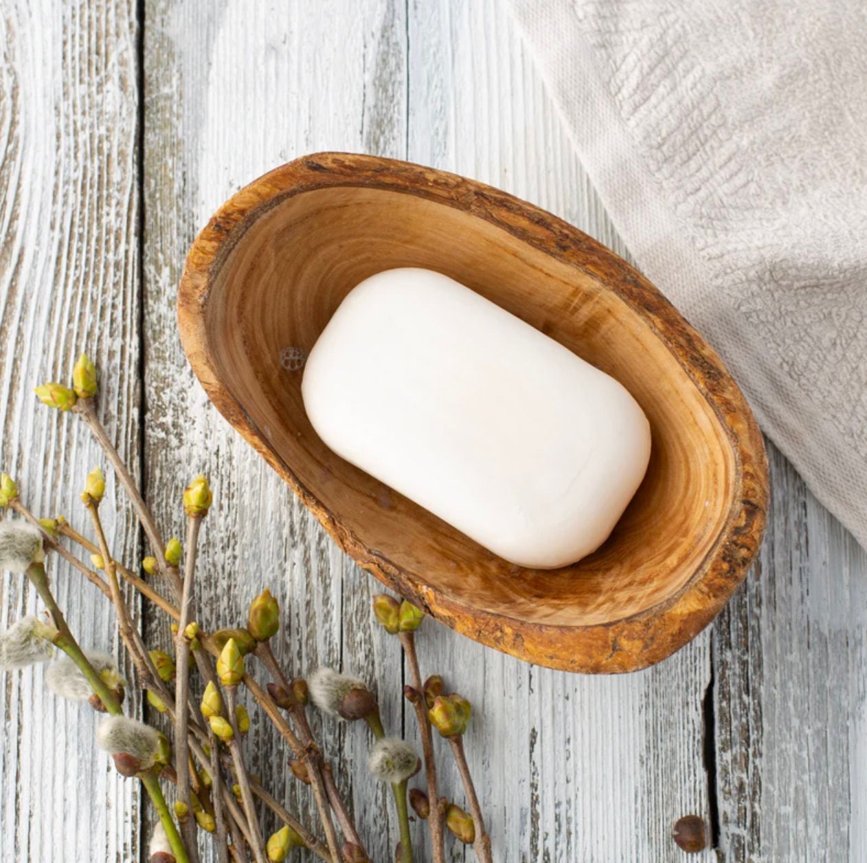 Rustic Olive Wood Soap Dish