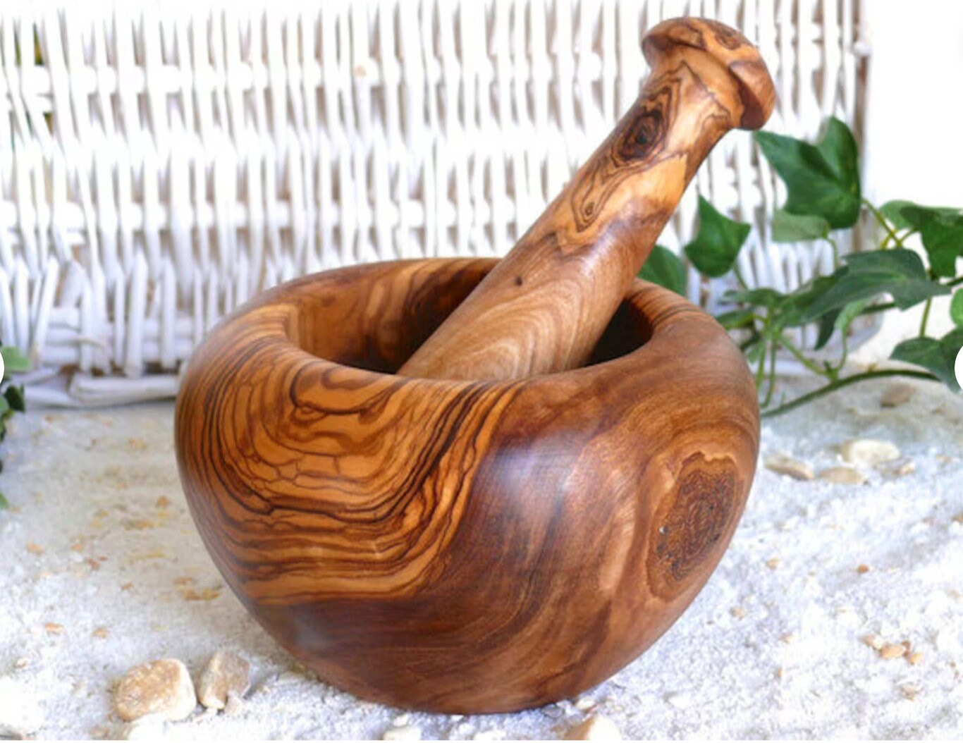 Rustic mortar Olive Wood Mortar and Pestle