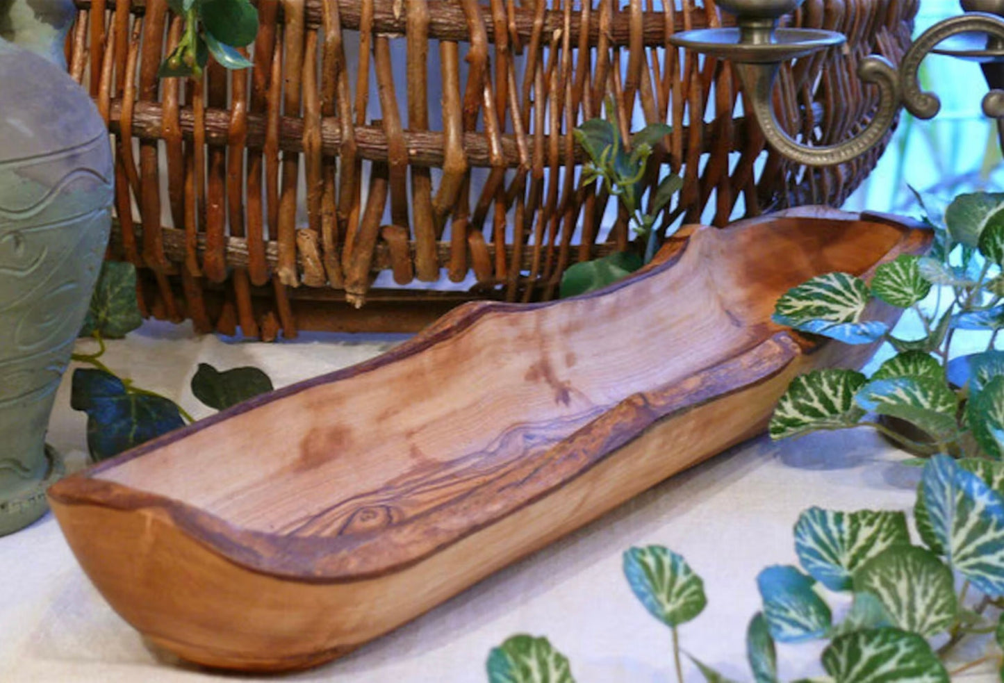 Large Olive Wood Bread Bowl