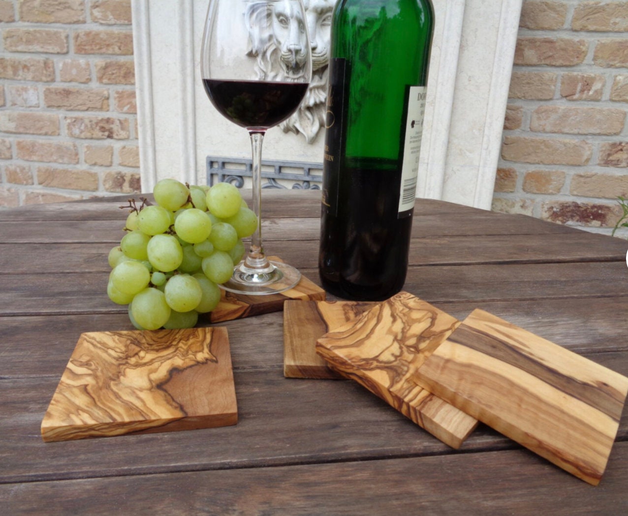 Set of 6 Olive Wood Coasters