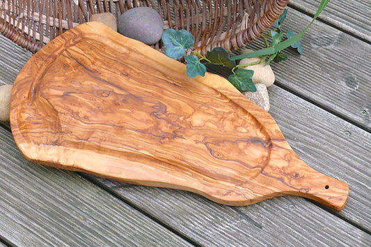 Olive Wood Carving Board With Juice Rim & Handle