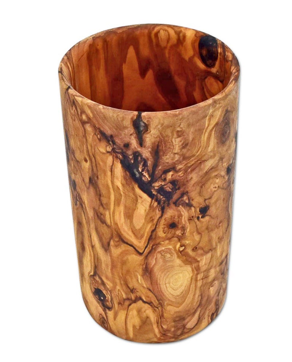 Olive Wood Circle Utensil Holder