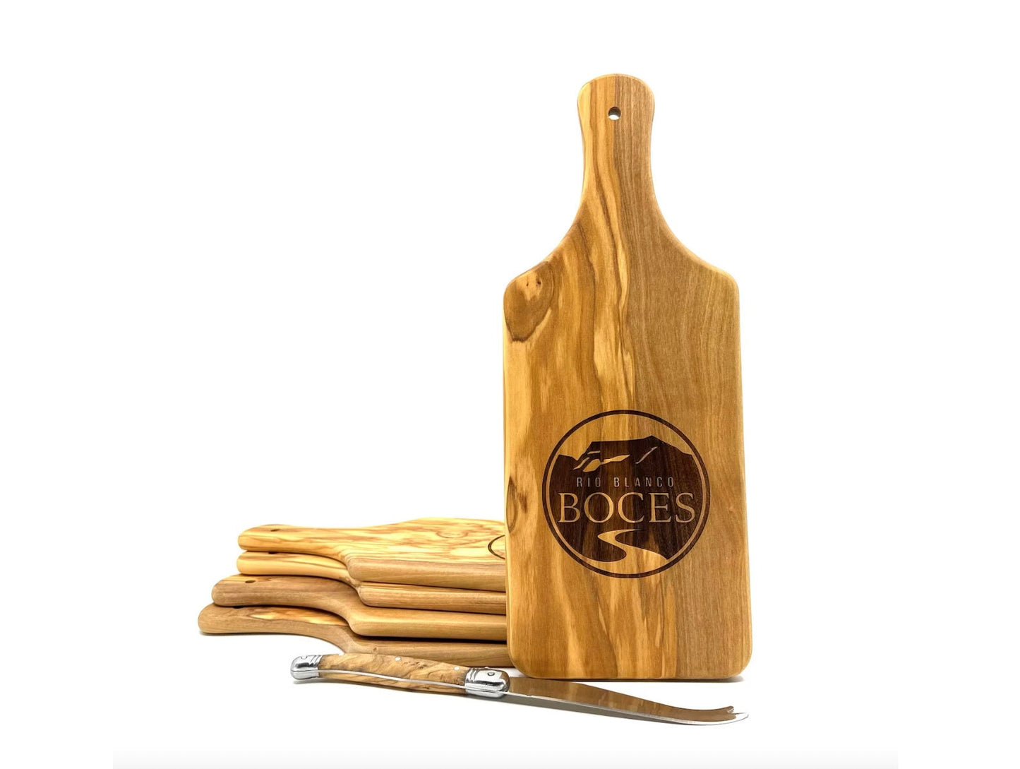 Olive Wood Cutting Board With Cheese Knife