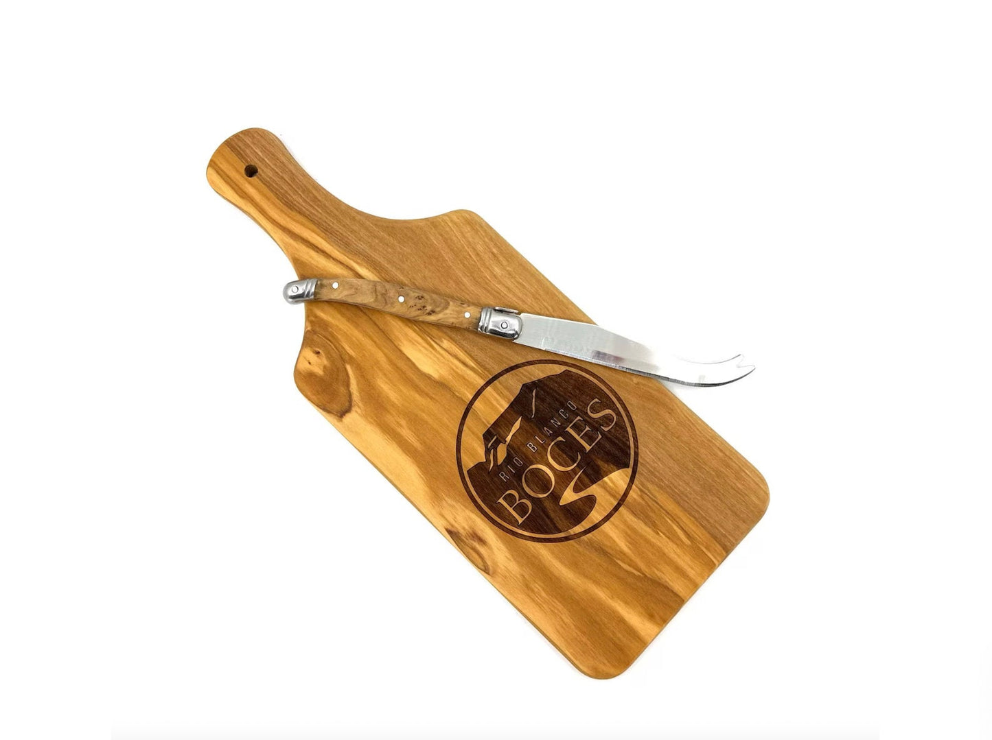 Olive Wood Cutting Board With Cheese Knife