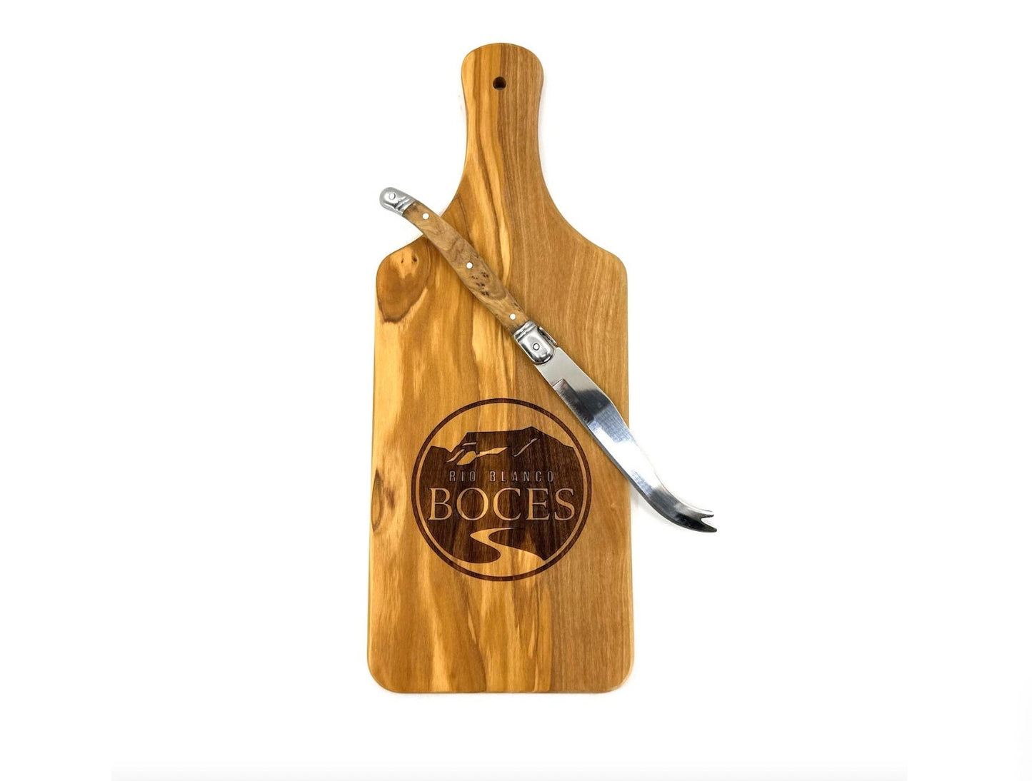 Olive Wood Cutting Board With Cheese Knife