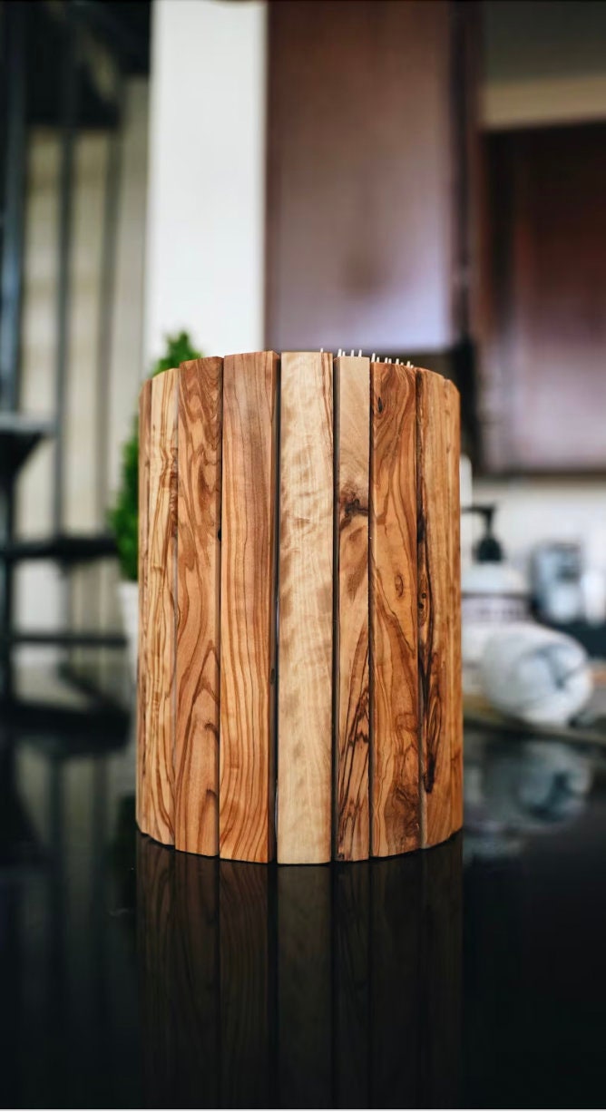 Big Barrel Olive Wood Knife Block