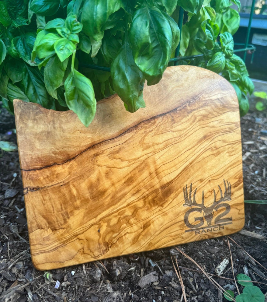 Custom Live Edge Rectangle Olive Wood Cutting Board