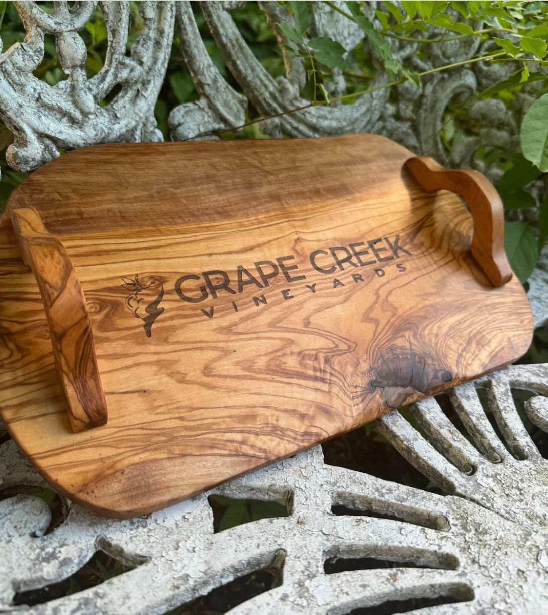 Custom Live Edge Olive Wood Serving Tray