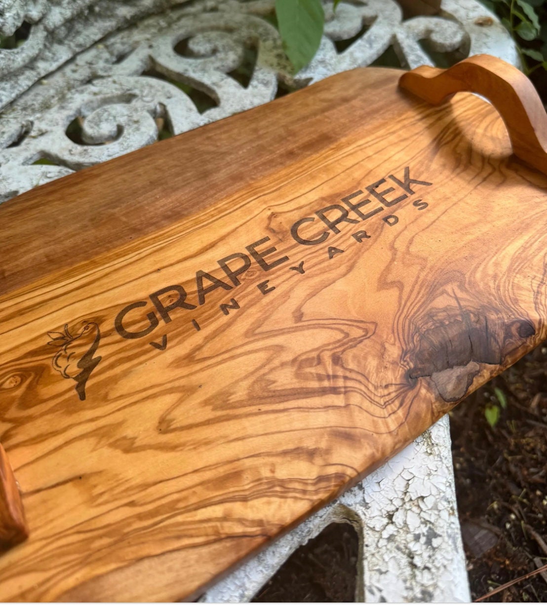 Custom Live Edge Olive Wood Serving Tray