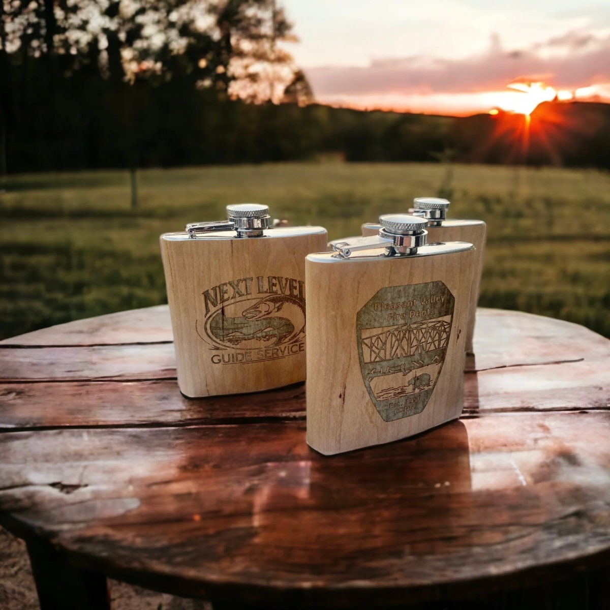 Custom Logo Wooden Flasks