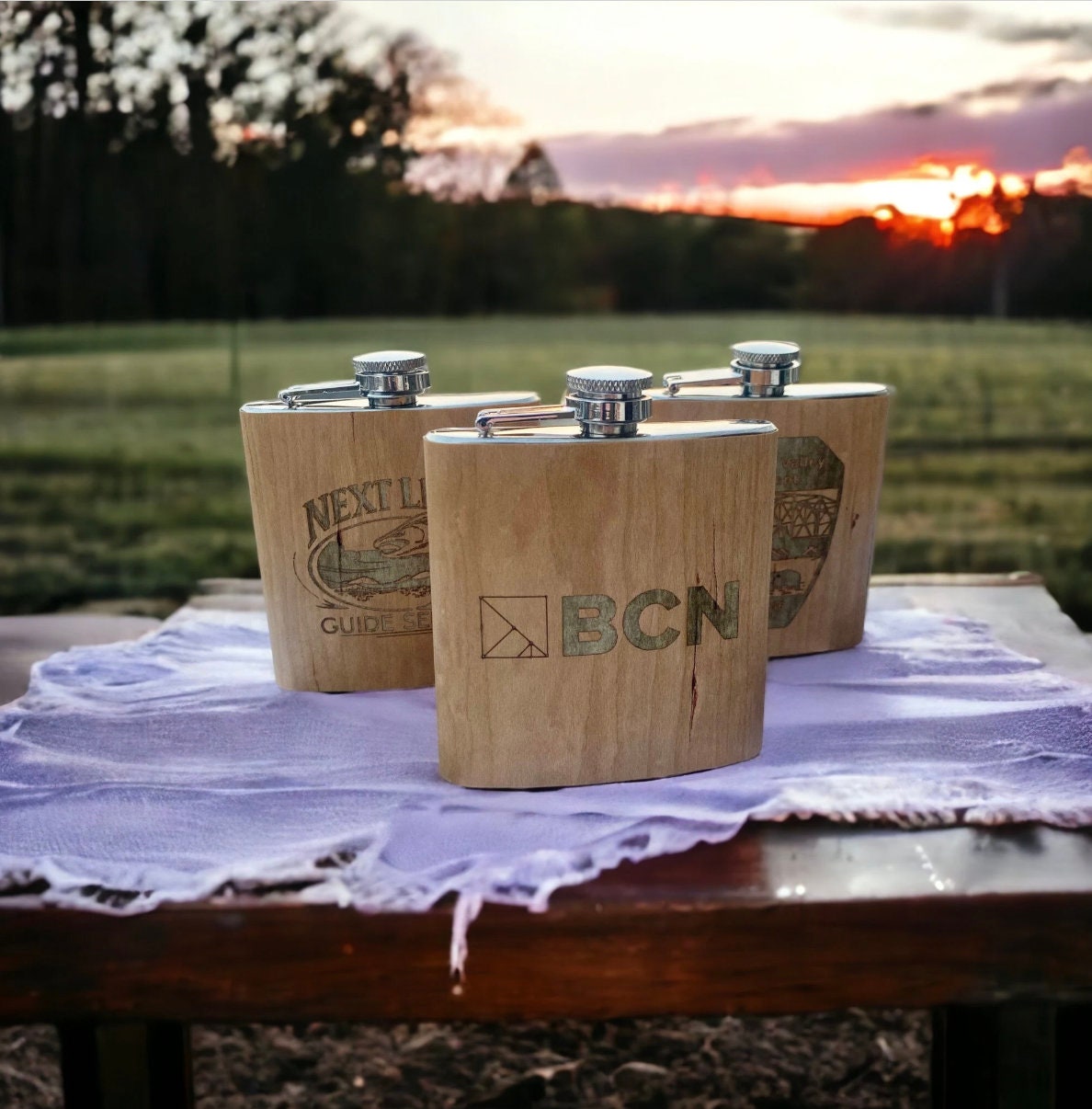 Custom Logo Wooden Flasks