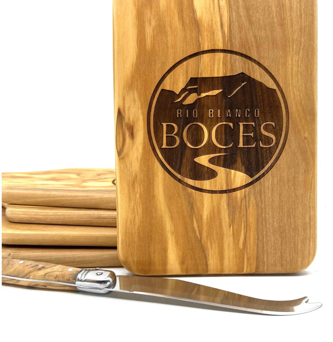 Olive Wood Cutting Board With Cheese Knife