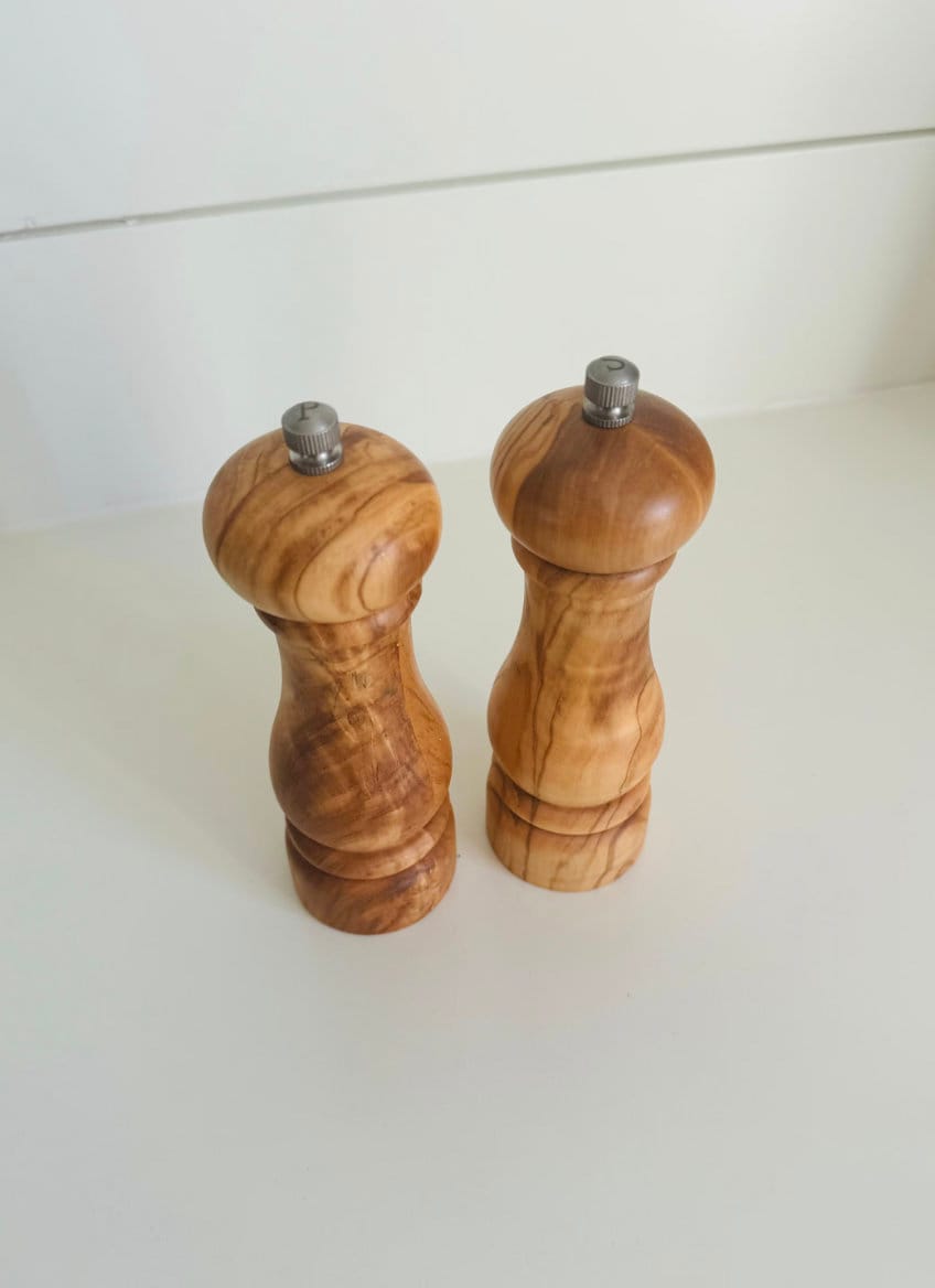 Large Olive Wood Salt & Pepper Grinders- Set of 2