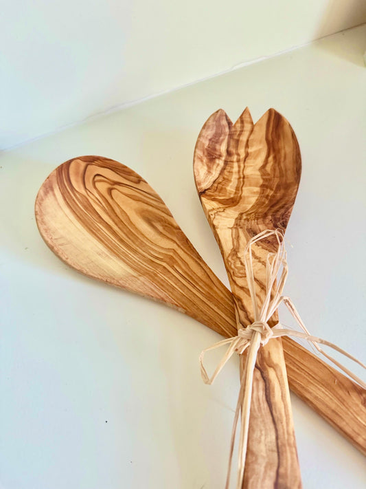 Olive Wood Salad Servers