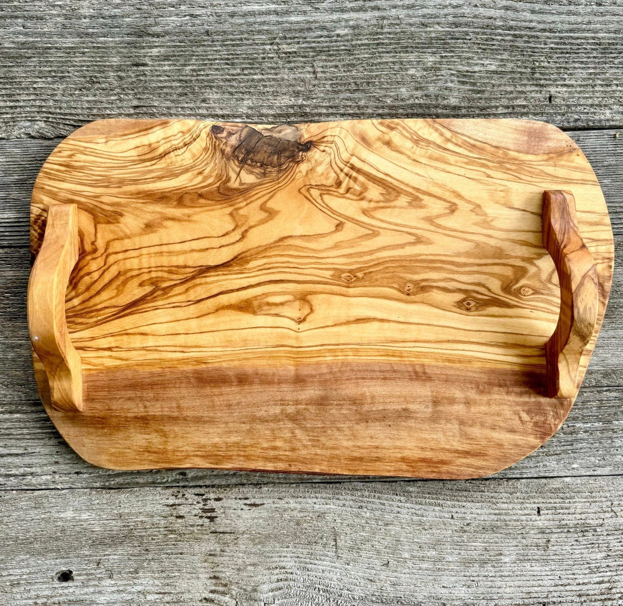 Custom Live Edge Olive Wood Serving Tray