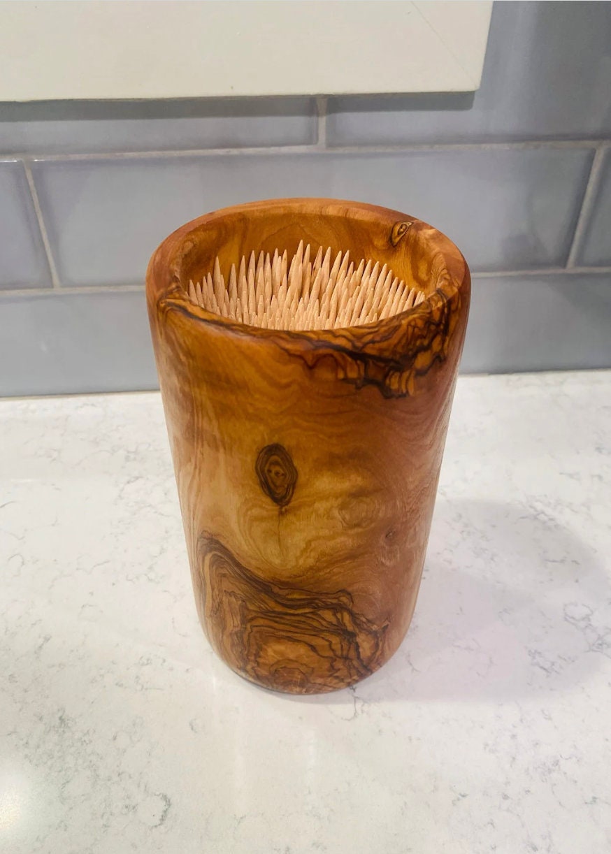 Circle Olive Wood Knife Block